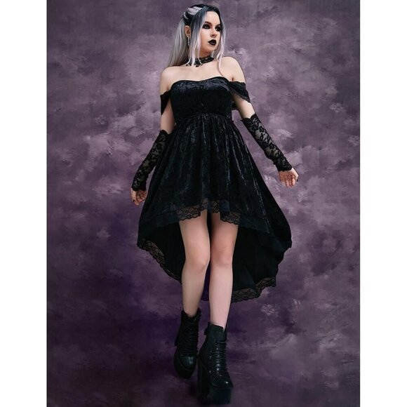 Gothic Clothes Dress,Lace Mini Sleeveless Lace Draped Bodycon Vintage Dresses - Picture 6 of 10